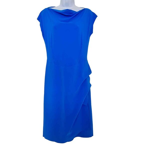 Chiara Boni La Petite Cobalt Gathered Cowl Neck Dress cocktail party Size 48 - Picture 2 of 15